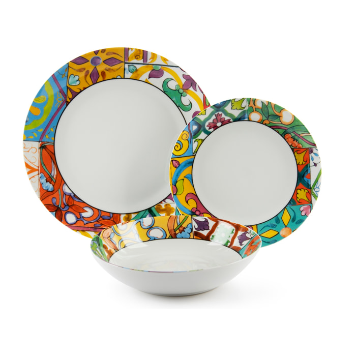 Service assiettes 12 pièces Excelsa – Belem, Porcelaine Multicolore