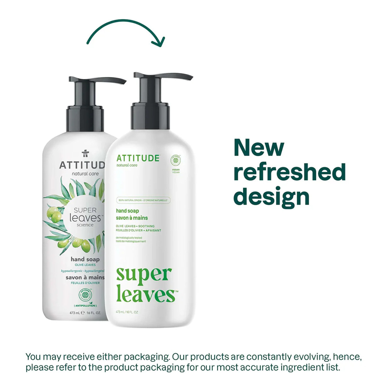 Super leaves Jabón de manos Olive Leaves Attitude 473 ml