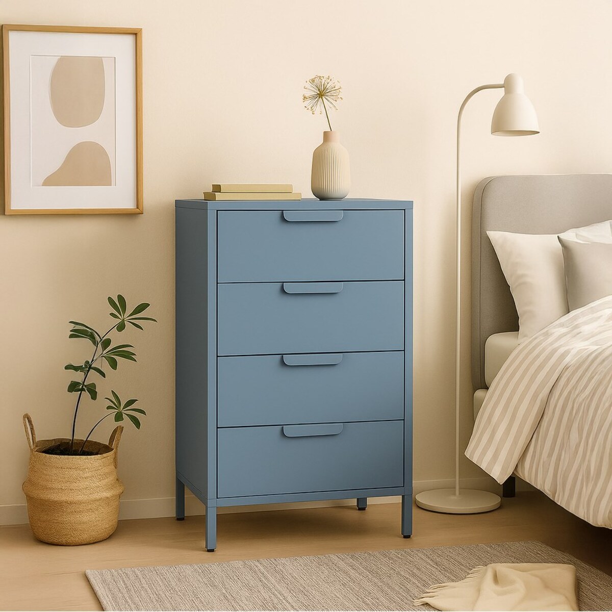 Cassettiera in metallo 4 cassetti 60x38x101 cm blu - Pop