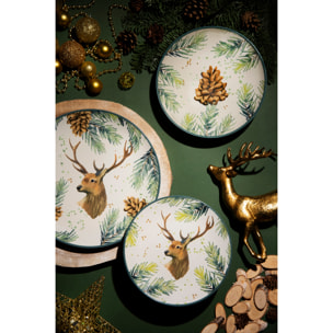 Service 12 assiettes Excelsa Nordic Deer, céramique, multicolore