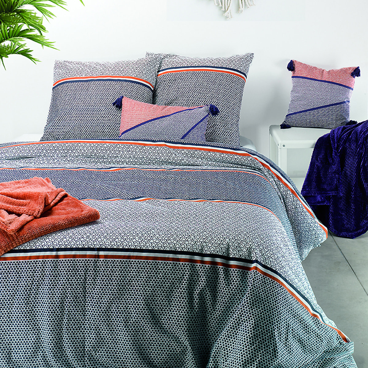 Parure Housse De Couette 3pcs 100% Coton 57fils Tilak