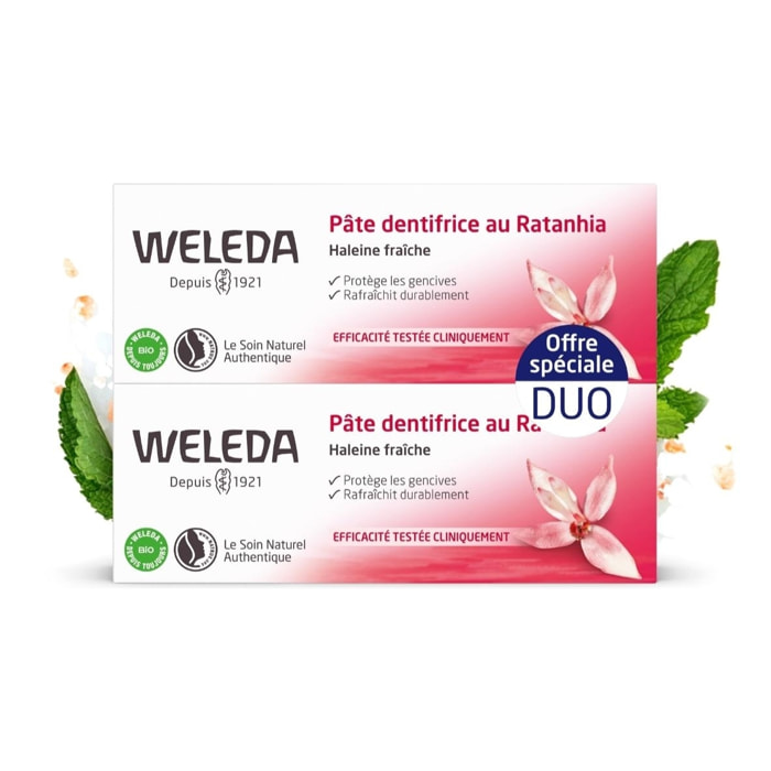 WELEDA - Duo Pâte dentifrice au Ratanhia - 2x75 ml