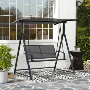 Columpio de Jardín Exterior de 2 Plazas Balancín de Jardín Exterior con Toldo Ajustable 90° Protección UV 30+ y Estructura Triangular de Metal Carga 220 kg 160x112x162 cm Gris Oscuro