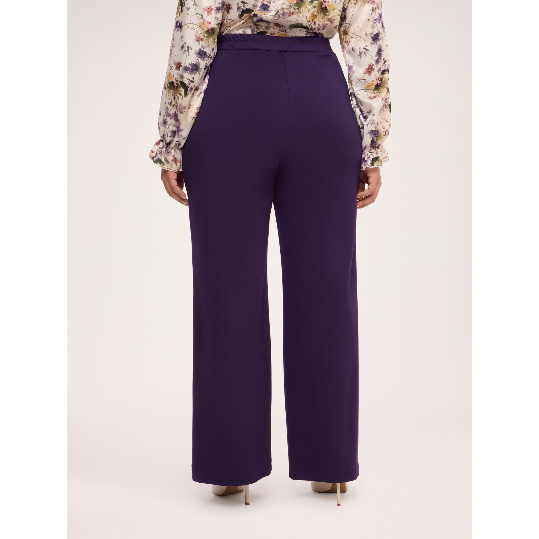 Fiorella Rubino - Pantalone palazzo in tessuto ammagliato - Viola