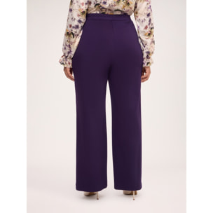 Fiorella Rubino - Pantalone palazzo in tessuto ammagliato - Viola