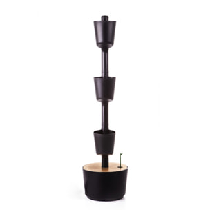 Jardinera vertical con plantas de interior; negro de 3 macetas con riego automático