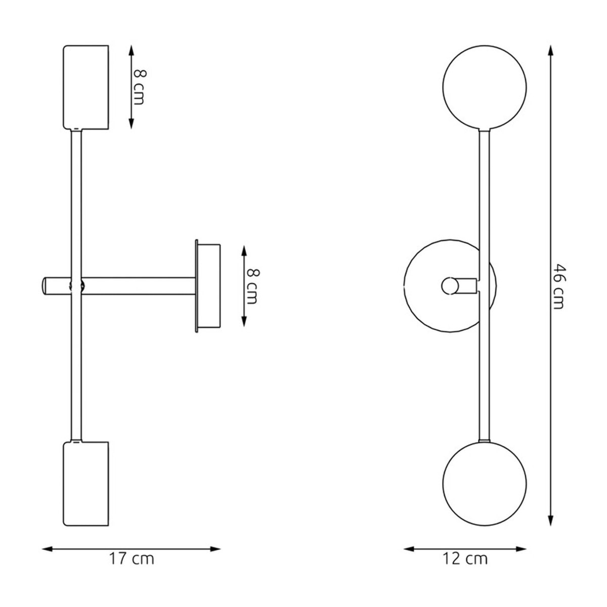 Lampada da parete NATSU in acciaio nero opaco