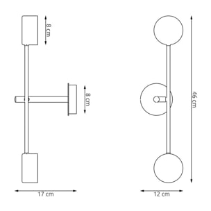 Lampada da parete NATSU in acciaio nero opaco