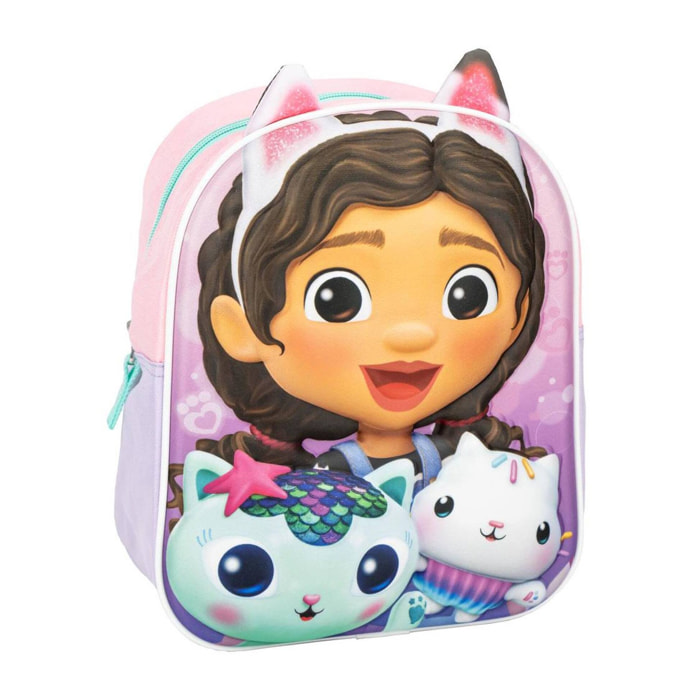 Mochila infantil 3d aplicaciones gabby's dollhouse