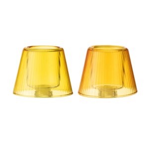 J-Line photophore Chapeau - verre - jaune/orange - 2 pièces