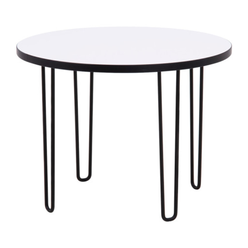 Table basse ronde diam. 60cm blanc & pieds épingles noir - NEIVE