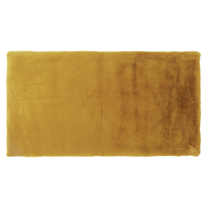 Tapis Imitation Fourrure Fin Moutarde 110x60cm