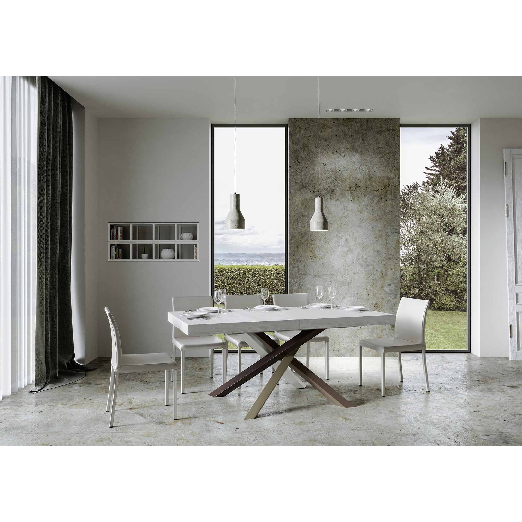 Tavolo allungabile 90x200/304 cm Volantis bianco frassino telaio 4/C