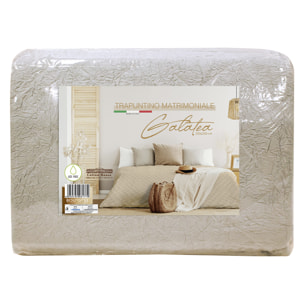 TRAPUNTINO MATRIMONIALE BEIGE EFFETTO STROPICCIATO DIS.GALATEA MADE IN ITALY