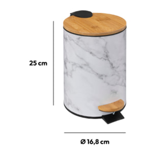 Poubelle Soft close métal 3L "Lea" blanc effet marbre