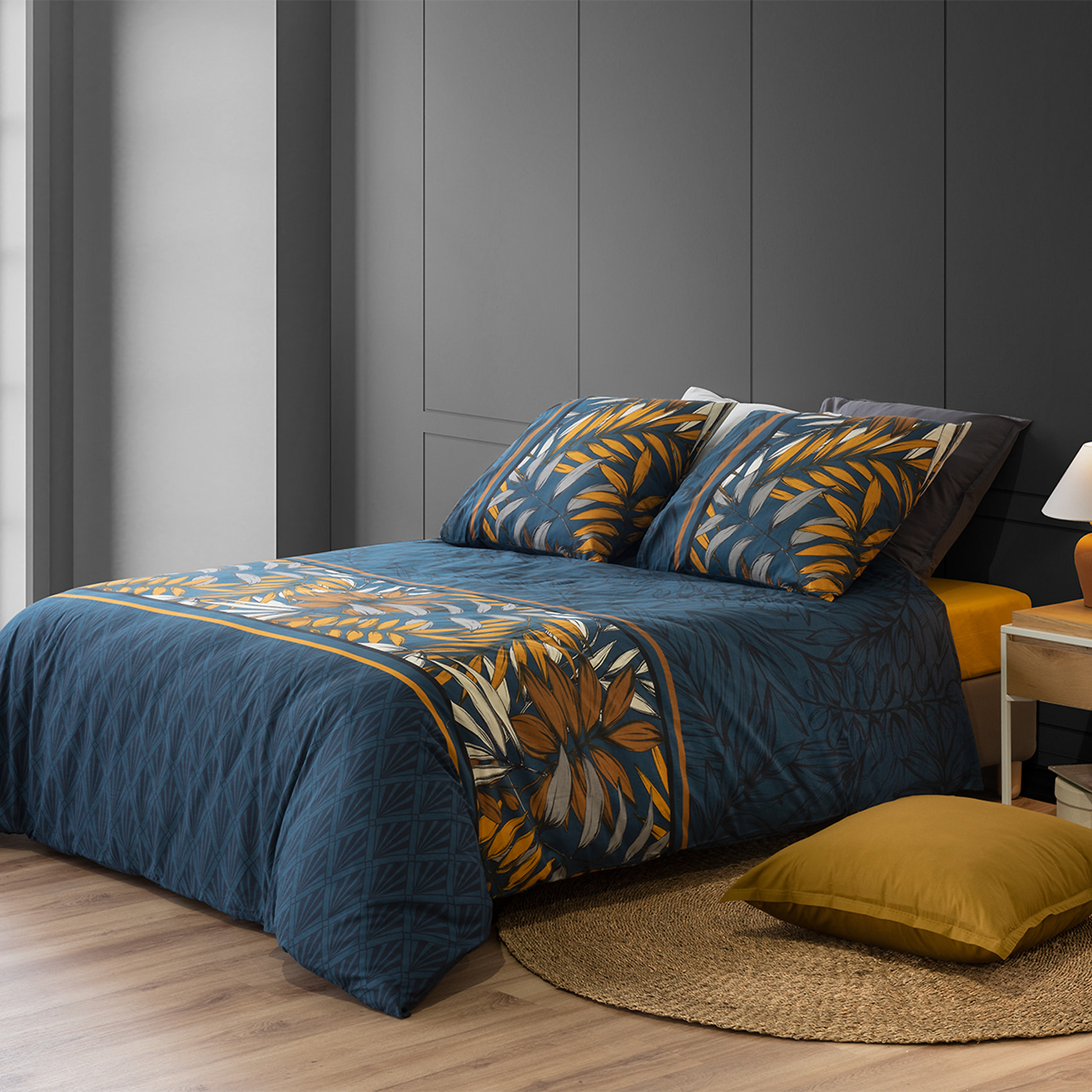 Parure housse de couette coton emeraude