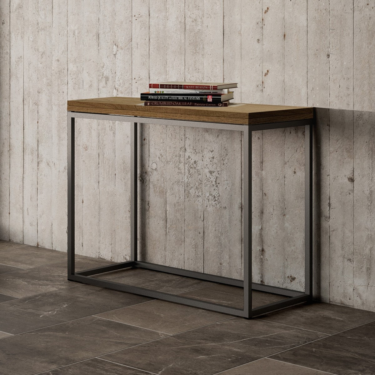 Consola tipo libro 90x45/90 cm Nordica Libra Roble Natural estructura Antracita