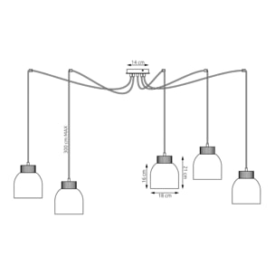 Lampada a sospensione KRU in metallo nero opaco e legno naturale