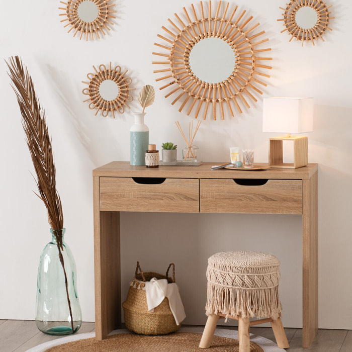 Lampe "Pojo" - bois et blanc - H32 cm