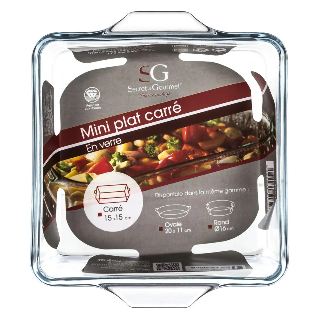 Mini plat carré 13x13 cm en verre 450 ml