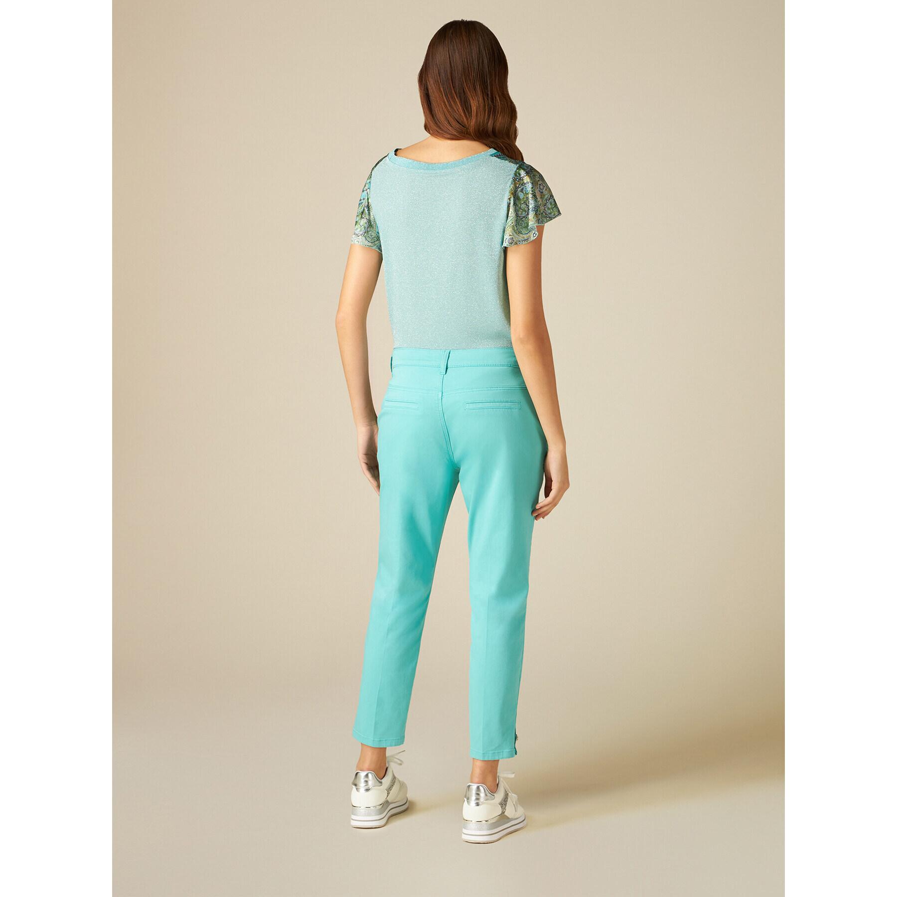 Oltre - Pantaloni chino con dettaglio gioiello - Verde acqua