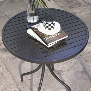 Table de jardin ronde Ø 66 cm acier plateau à lattes noir