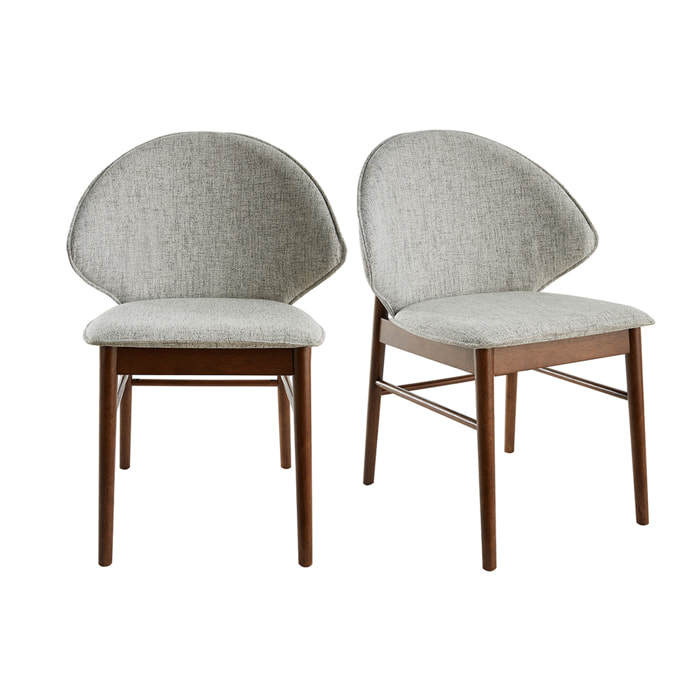 Chaises vintage en tissu gris clair et bois foncé (lot de 2) SPIKE