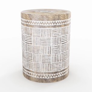 Ensemble parasol en tissu crème et pied de parasol en bois - Ali