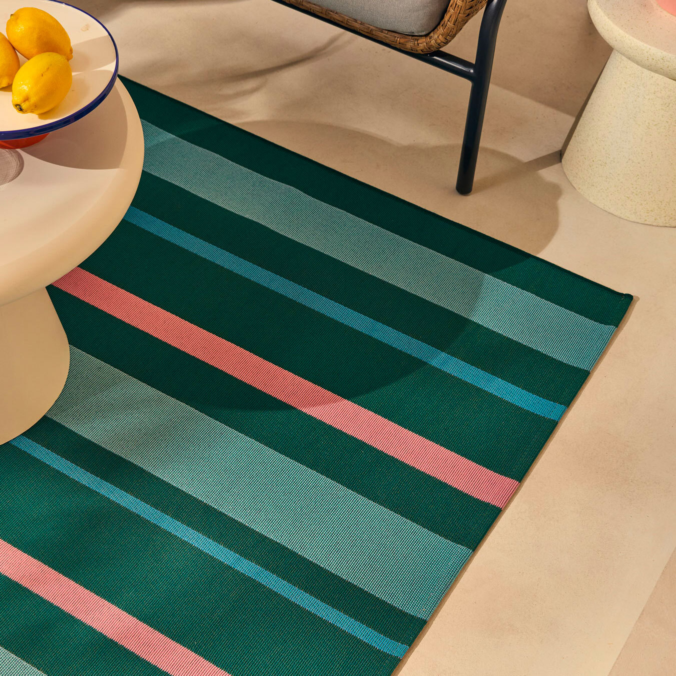 AZUR - Tapis intérieur/extérieur à rayures vertes