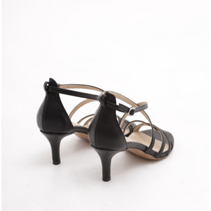 SANDALO FASCETTE INCROCIATE CHOCOLA' NERO