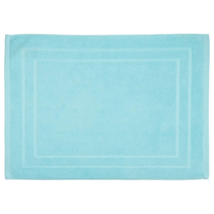 Tapis de bain "Praia" en coton bleu turquoise 50x70cm