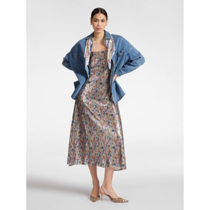 Elena Mirò - Camicia in denim washed con foulard - Blu