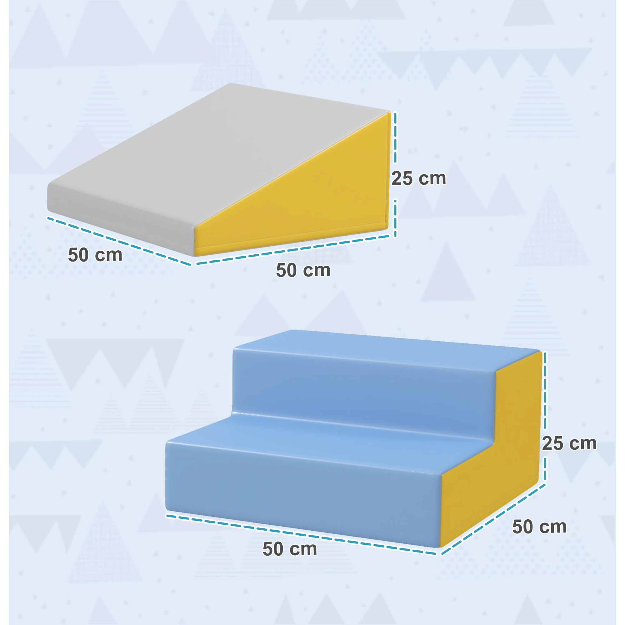 2 blocs de construction en mousse XXL - modules de motricité - gris jaune bleu