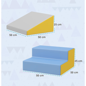 2 blocs de construction en mousse XXL - modules de motricité - gris jaune bleu