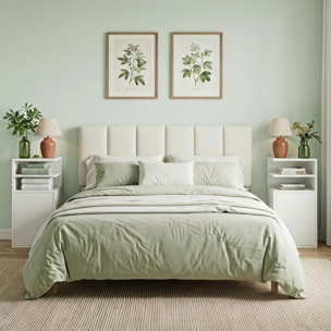 Mesitas de Noche Estrechas, Juego de 2, Mesillas de Noche Dormitorio con Puerta, Compartimentos Abiertos, Mesa Auxiliar para Salón, Espacios Reducidos, 25x30x60 cm, Blanco