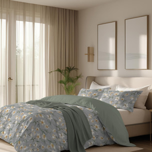 Parure copripiumino matrimoniale in raso stampato Lavinia