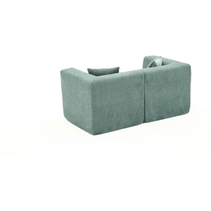 Canapé 2 places compact vert tissu chenille PLOVIA