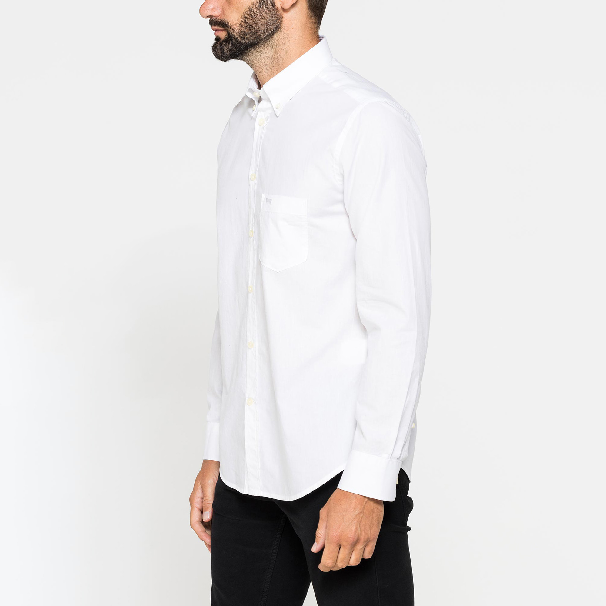 CAMICIA FANTASIA TINTO FILO CON COLLO BUTTON-DOWN