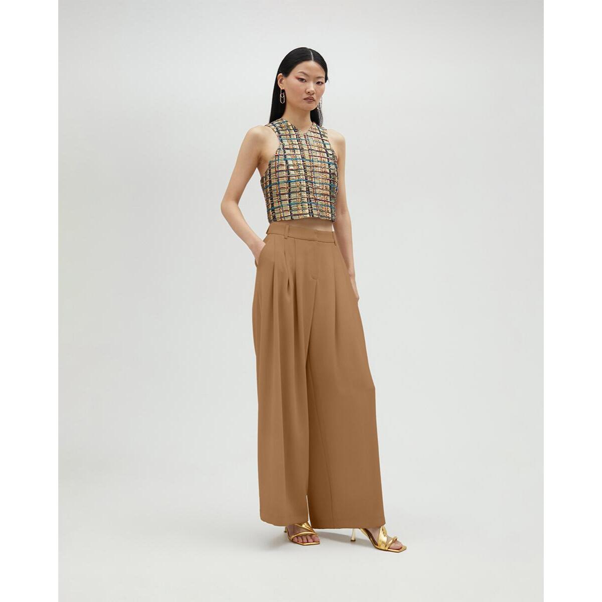 Pantalone palazzo con pinces