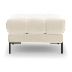 Pouf "Bali" en velours beige clair