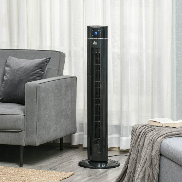 HOMCOM Ventilateur colonne ioniseur 2 en 1 - oscillant silencieux 60W - télécommande, panneau contrôle tactile, timer - 3 modes, 3 vitesses - noir
