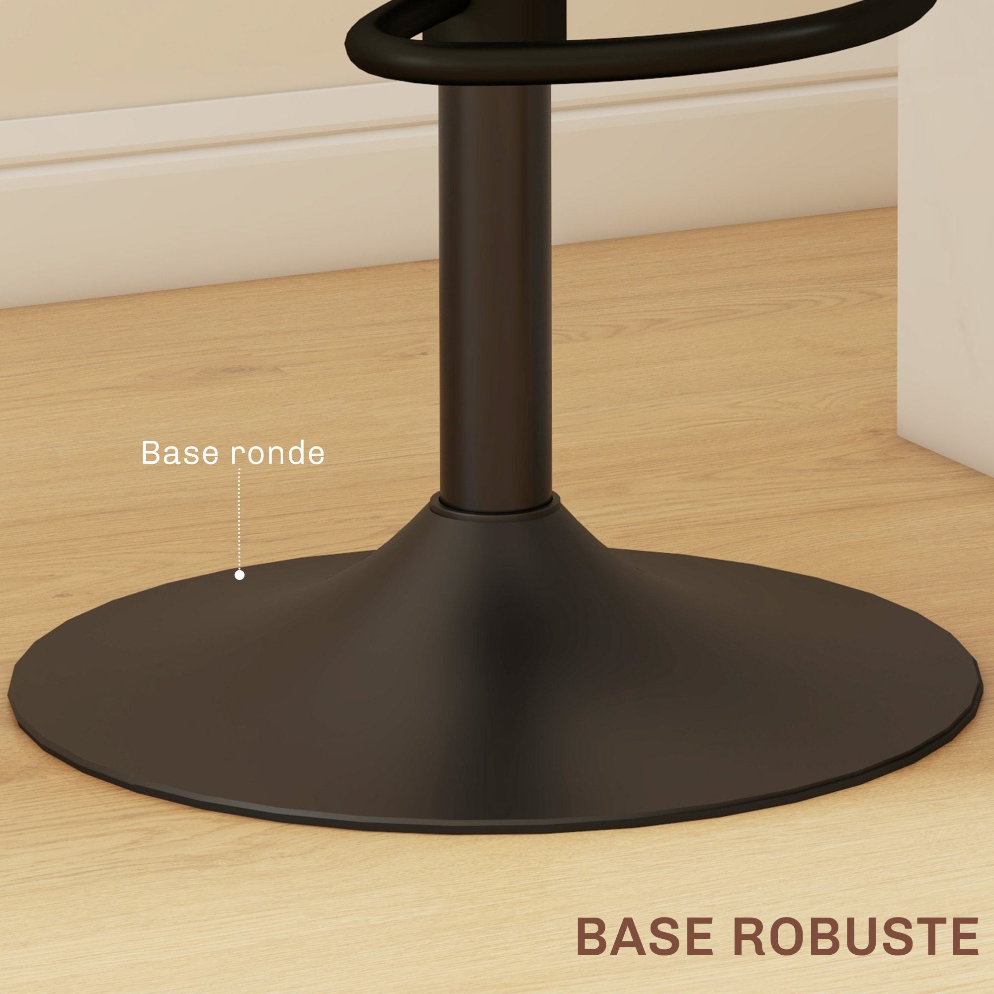 Lot de 2 tabourets de bar design néo-rétro - hauteur réglable, pivotant - acier PU rotin