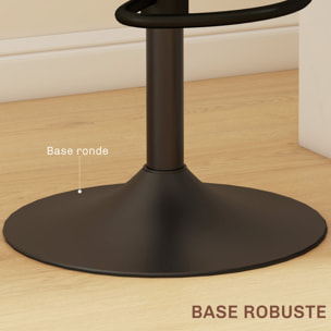 Lot de 2 tabourets de bar design néo-rétro - hauteur réglable, pivotant - acier PU rotin