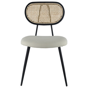 Lot de 2 chaises en cannage et tissu boucle écru ELENA