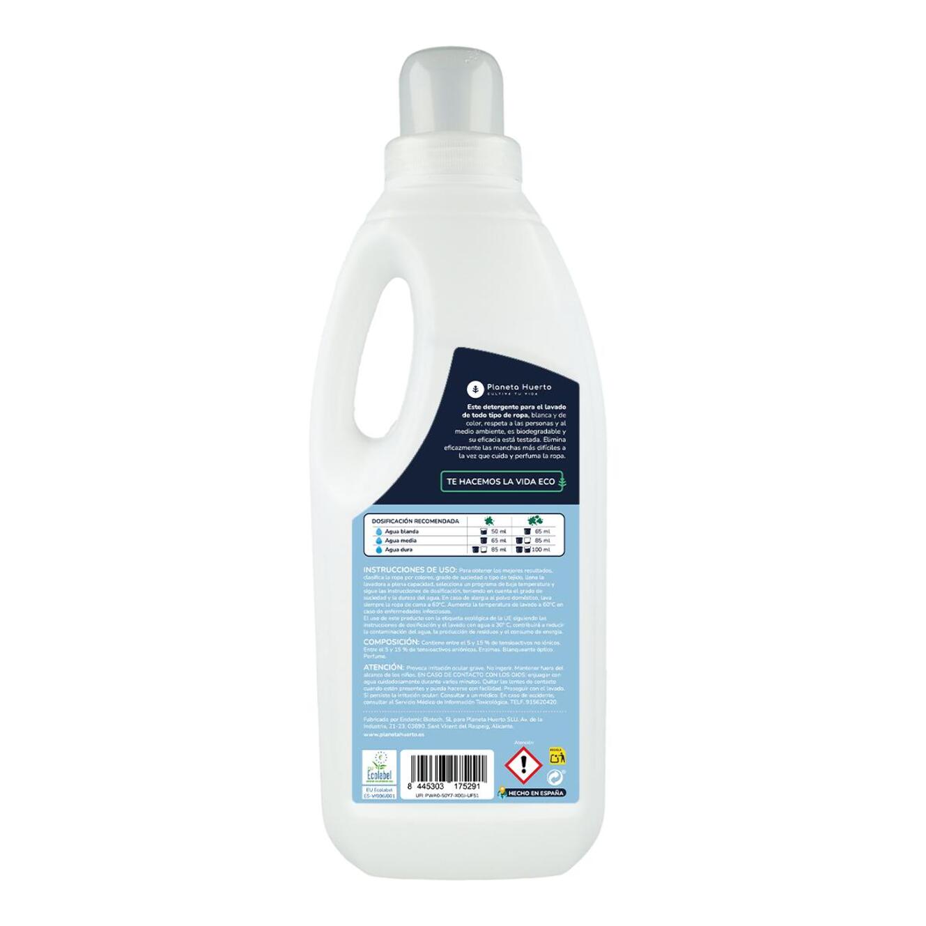 PLANETA HUERTO Pack 3x Detergente Líquido Ropa ECO Aroma Natural a Ropa Limpia 1,5 L – Ecológico y Hipoalergénico