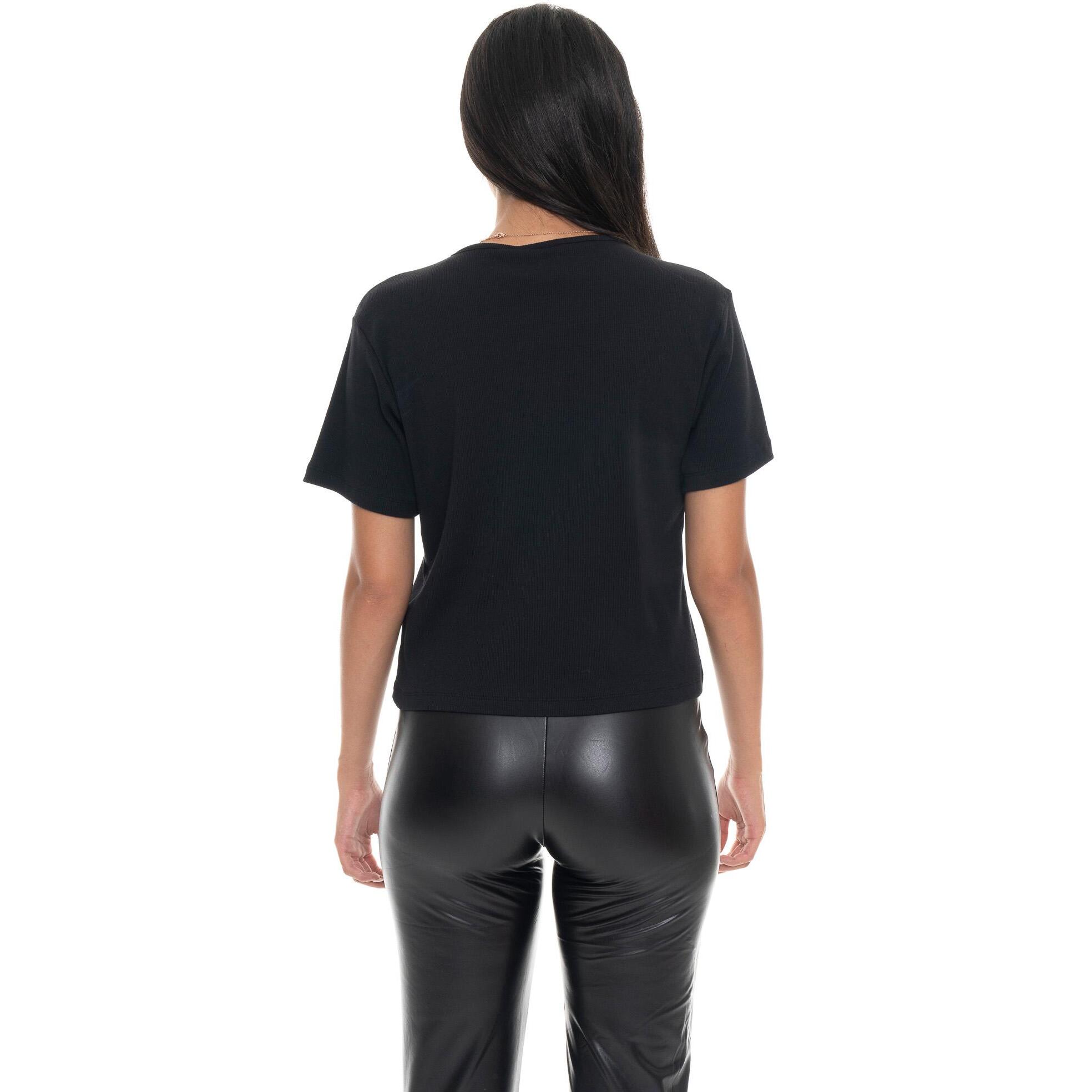 T-shirt donna a manica corta in costina Leone 1947 Glam Winter
