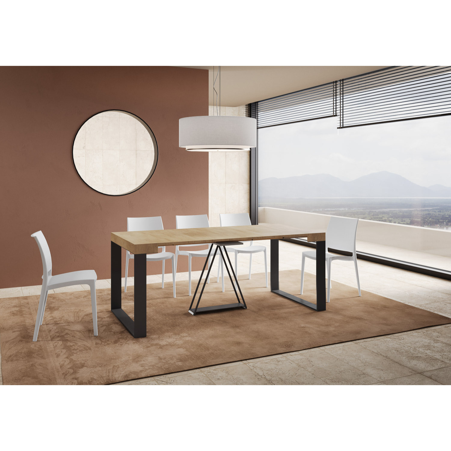 Consolle allungabile 90x40/300cm Sketa quercia natura telaio antracite