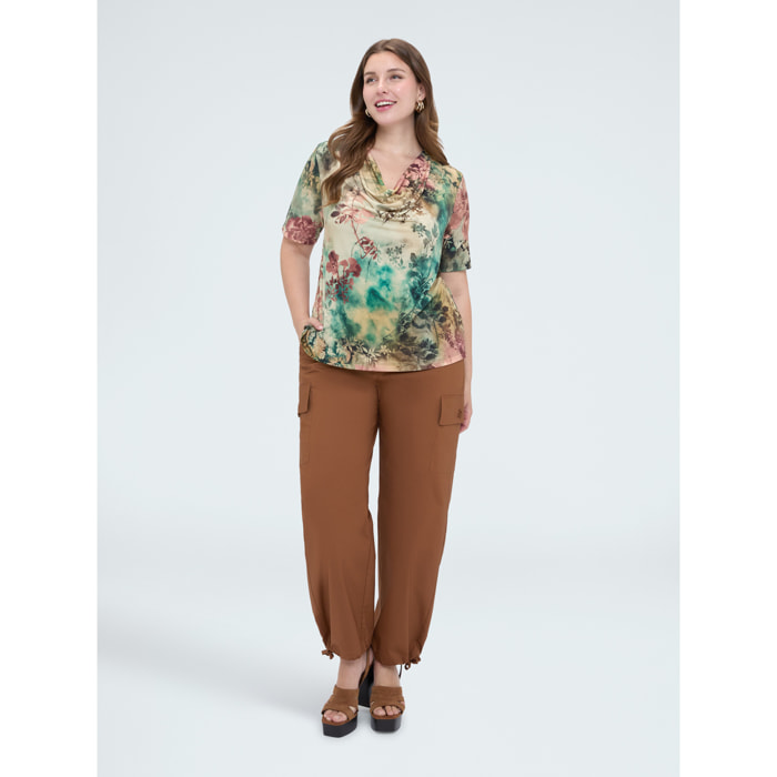 Fiorella Rubino - Camiseta de punto con estampado y cuello suave - Verde