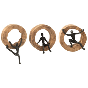 J-Line décoration murale Figurine Grimpe - bois/aluminium - noir - 3 pièces