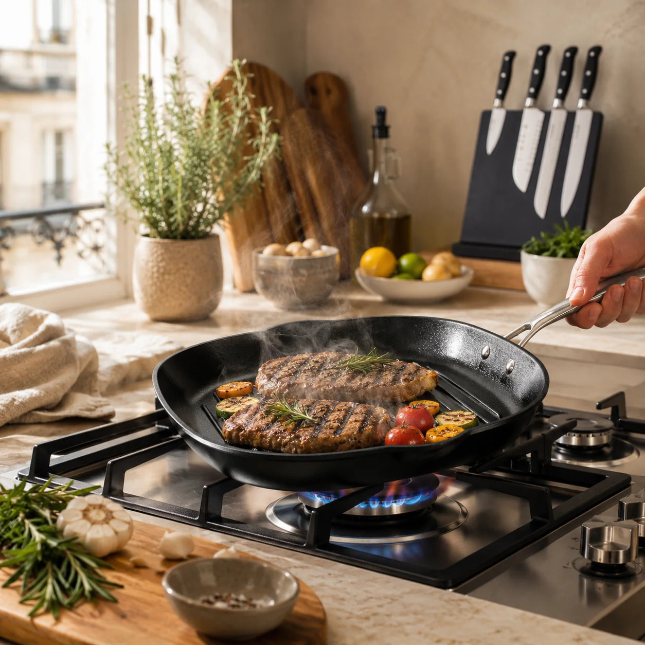 Grill 28 cm en fonte légère